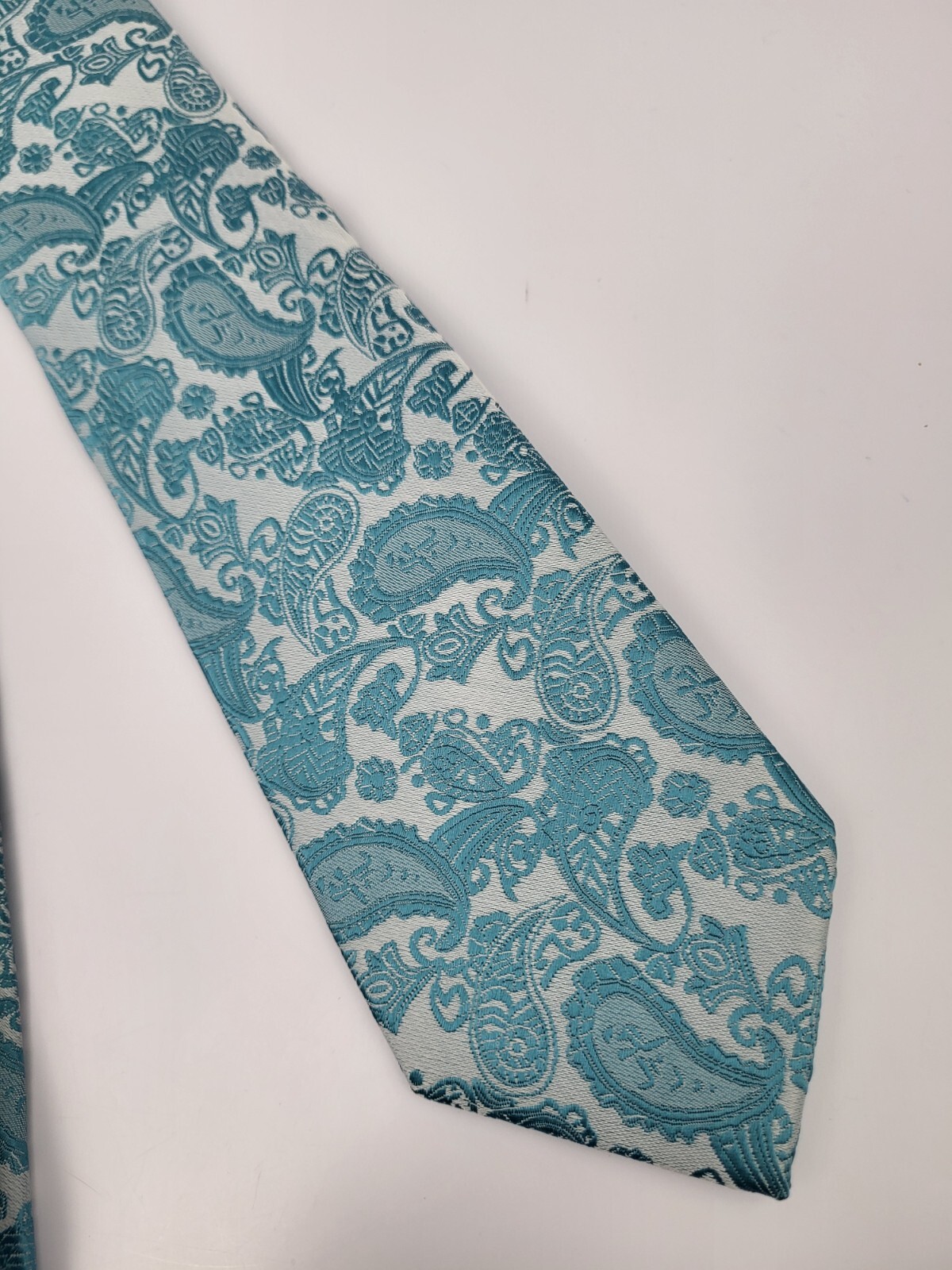 Weishang Silk Tie Blue Green Paisley Men Necktie Skinny 57.5 x 3