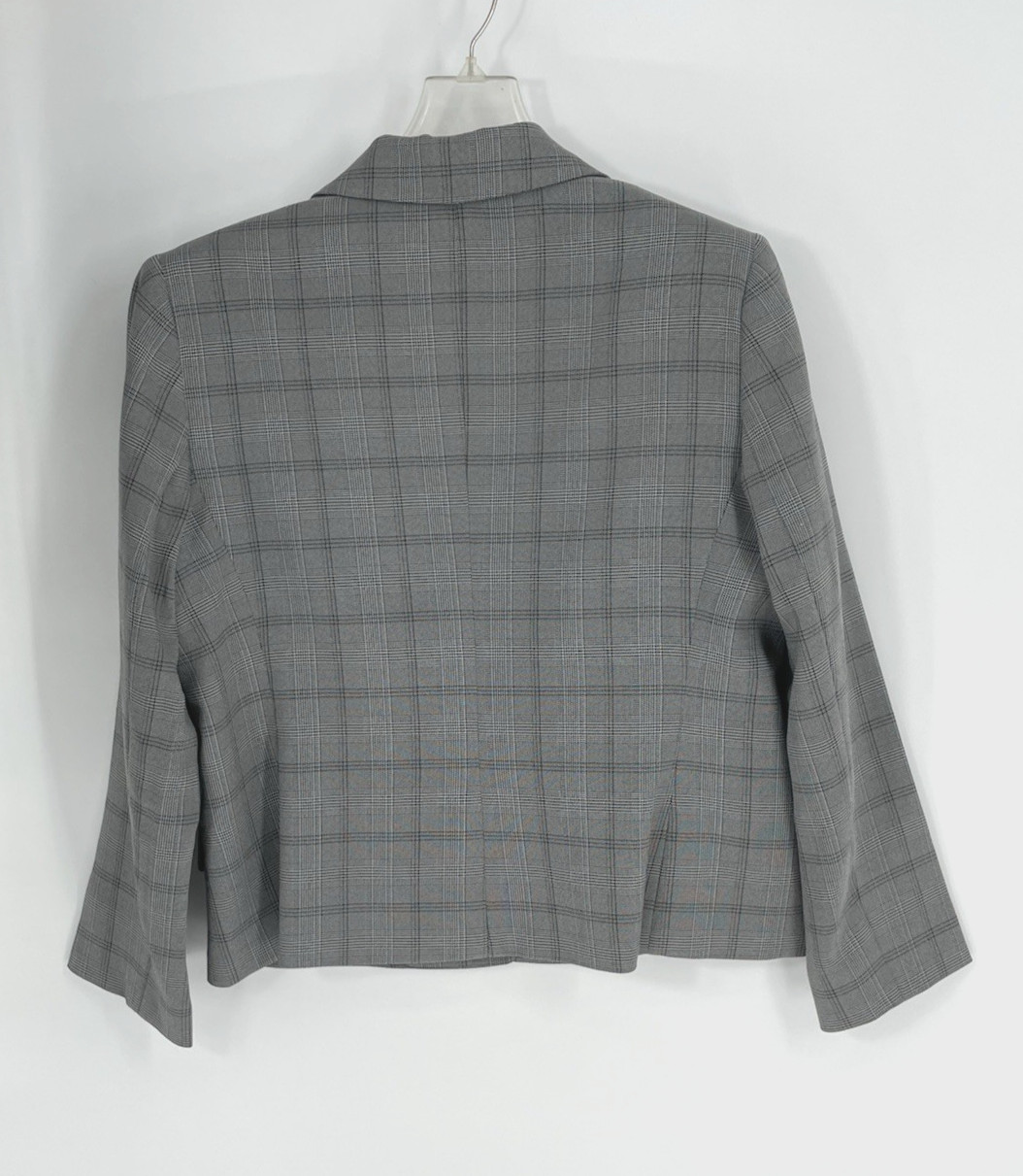 Evan Picone Womens 14P Skirt Suit Gray Window Pane Plaid Pattern One Button