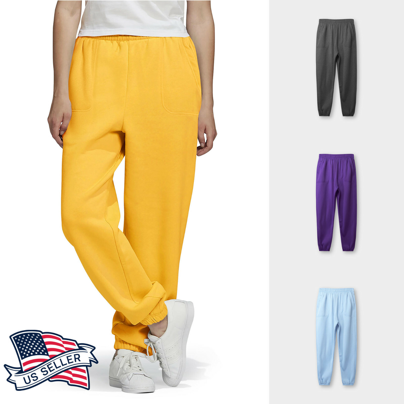 Mens Sweatpants Casual Fleece Joggers Gym Pants Workout Yoga Solid Plain
