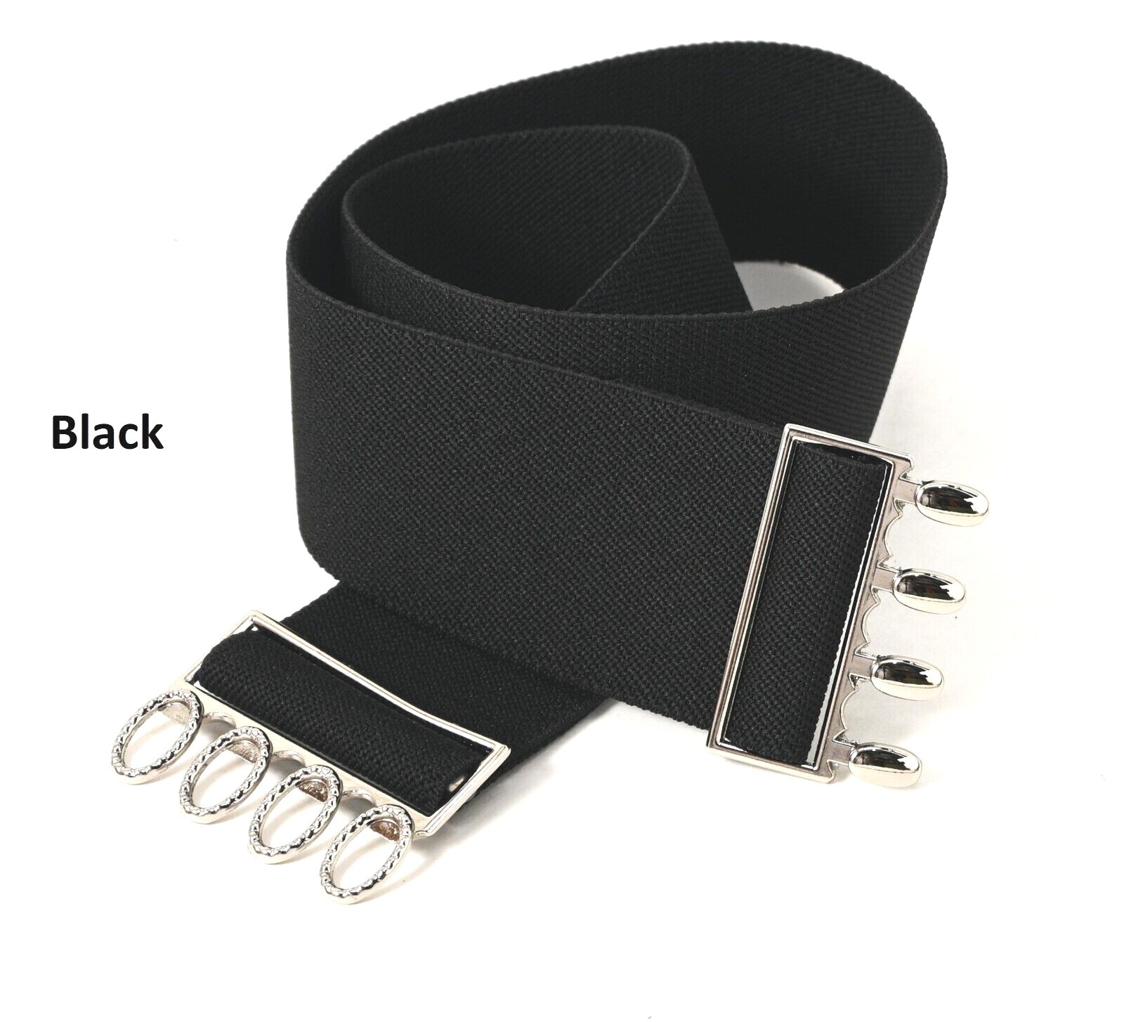 WOMAN ELASTIC STRETCH 2 inch(#E98S) BELT with silver color buckle 7 sizes USA