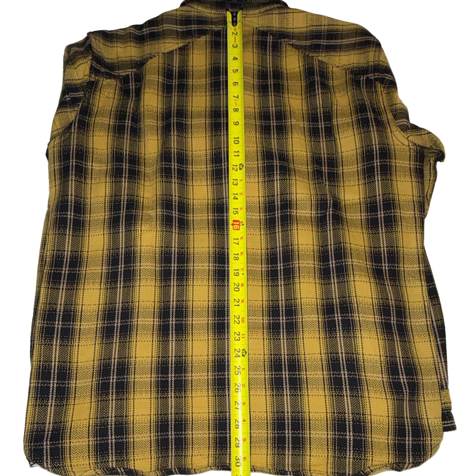 3Sixteen Crosscut Black/Yellow Plaid Blanket Flannel Button-Up Shirt 2XL