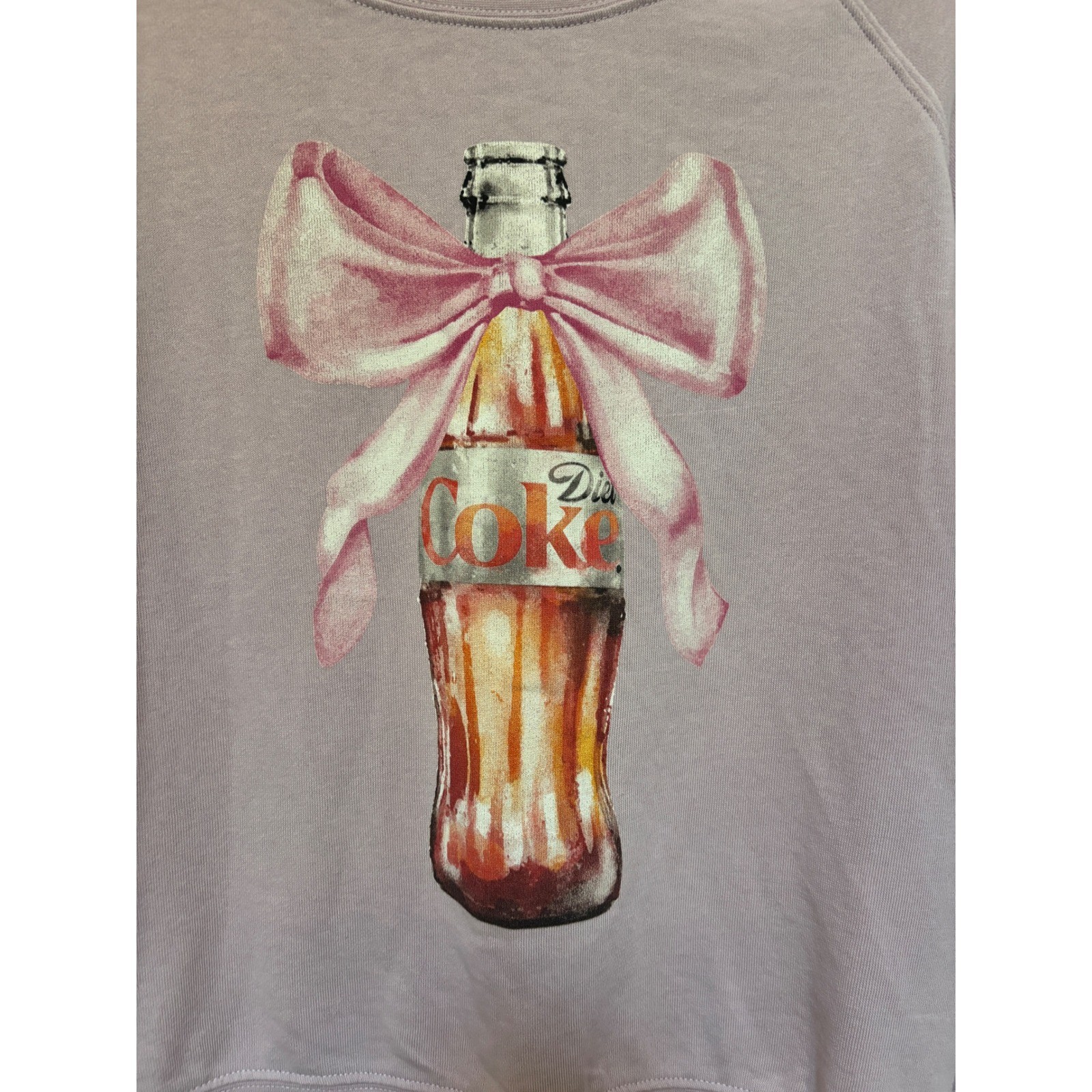 Coca-Cola Diet Coke Pink Bow Graphic Sweatshirt Lavender Purple Womens Medium