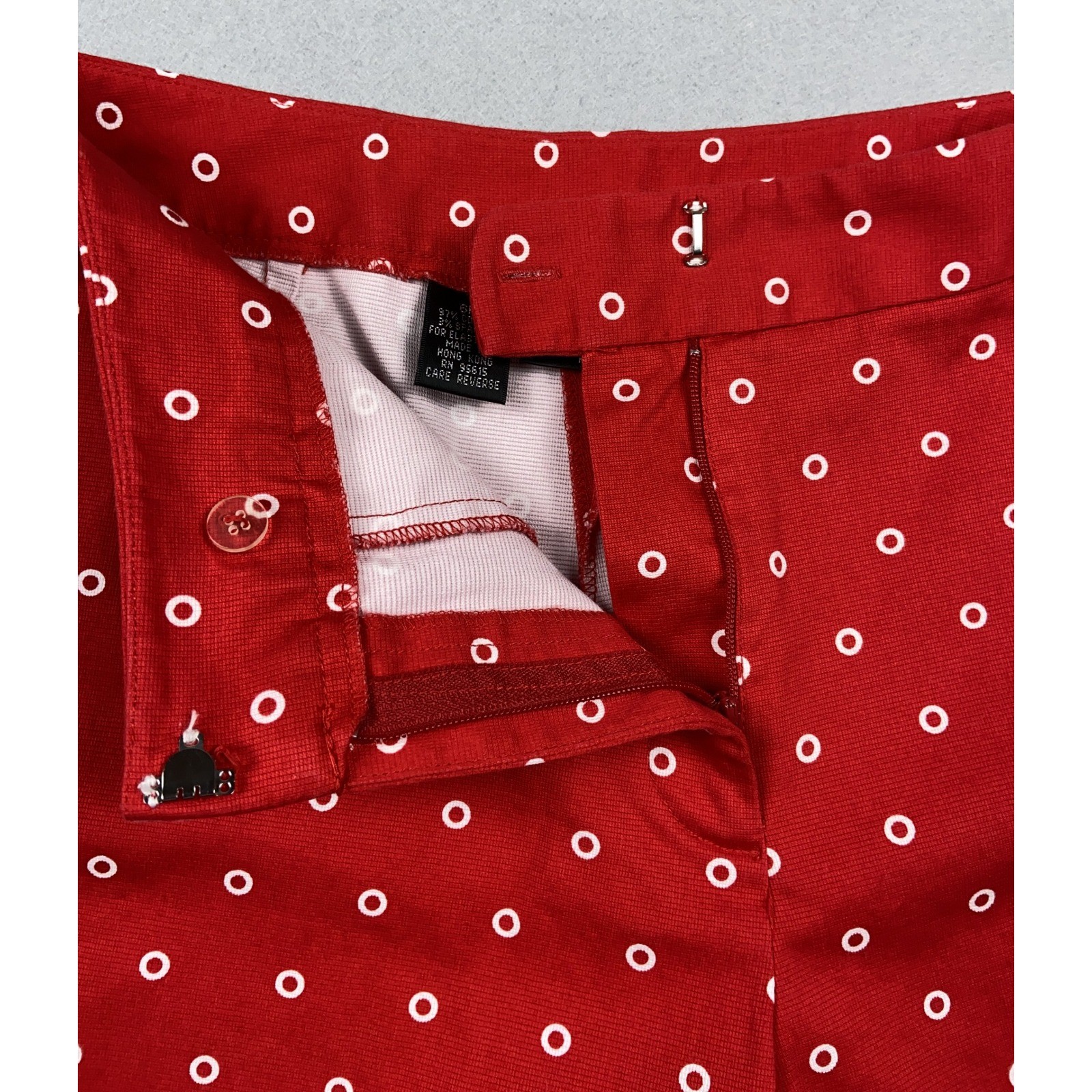 Rafaella Petites Red White Geometric Ring Print Cropped Capri Pants Size 6P