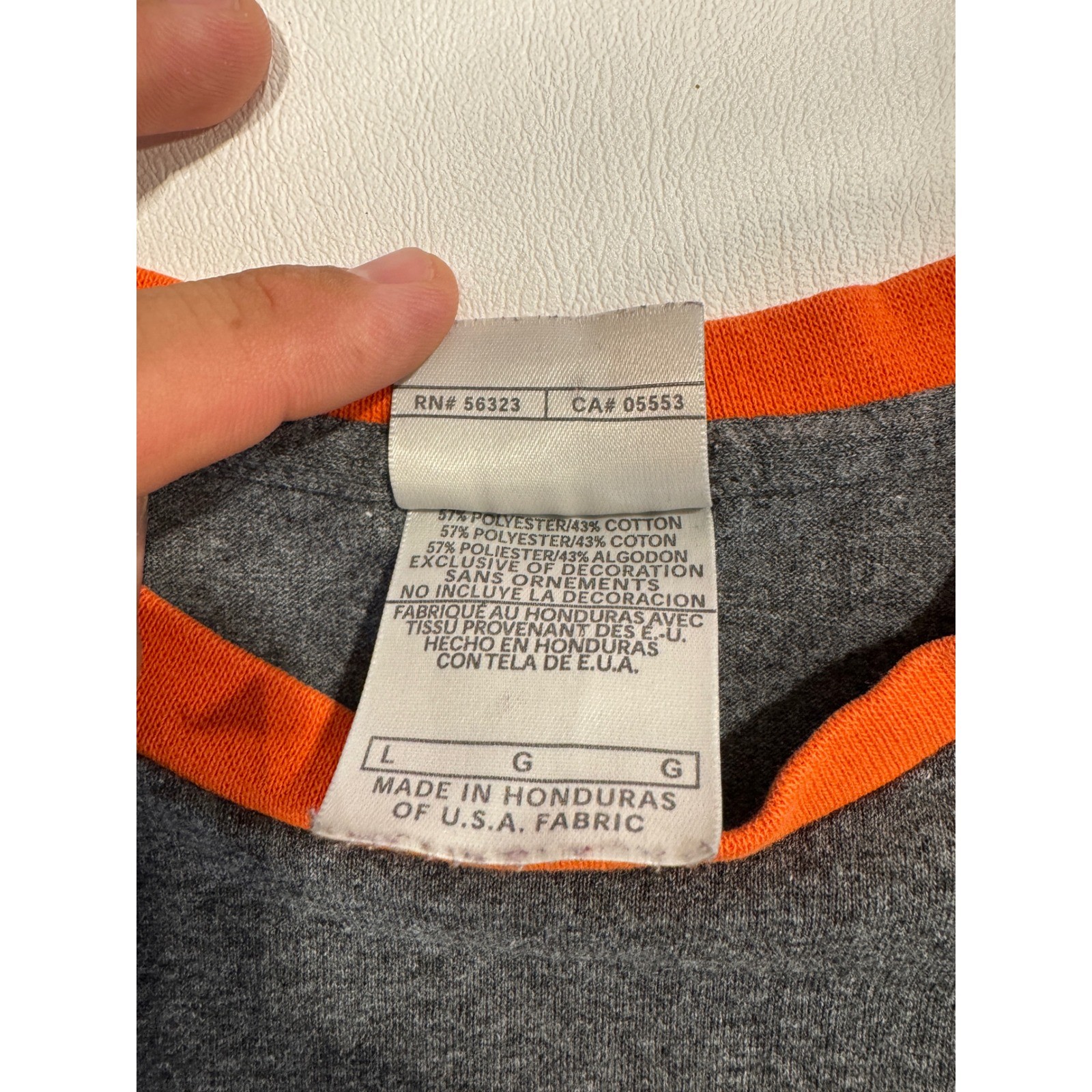 Nike Mens Ringer T-Shirt Gray Orange Embroidered Logo Size Large RN 56323