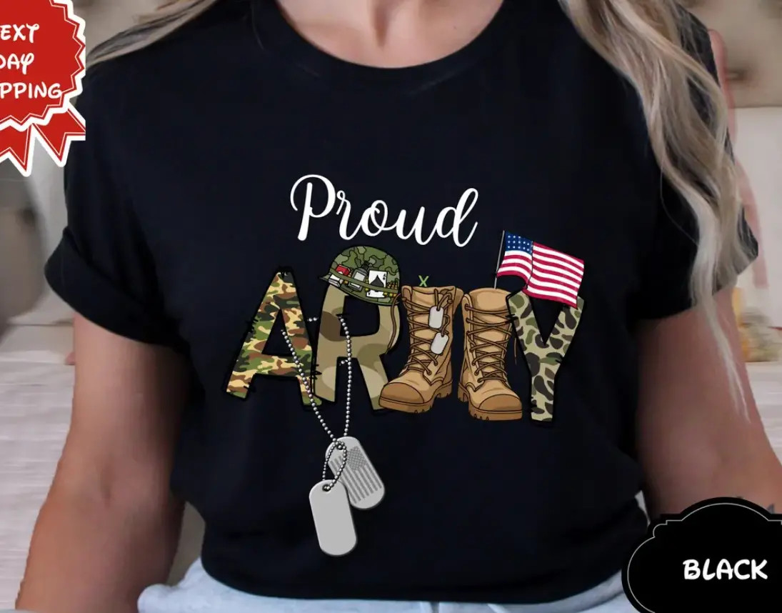 Custom Proud Army Family Mom Dad Brother Shirts, Personalized Army Dad Shirt