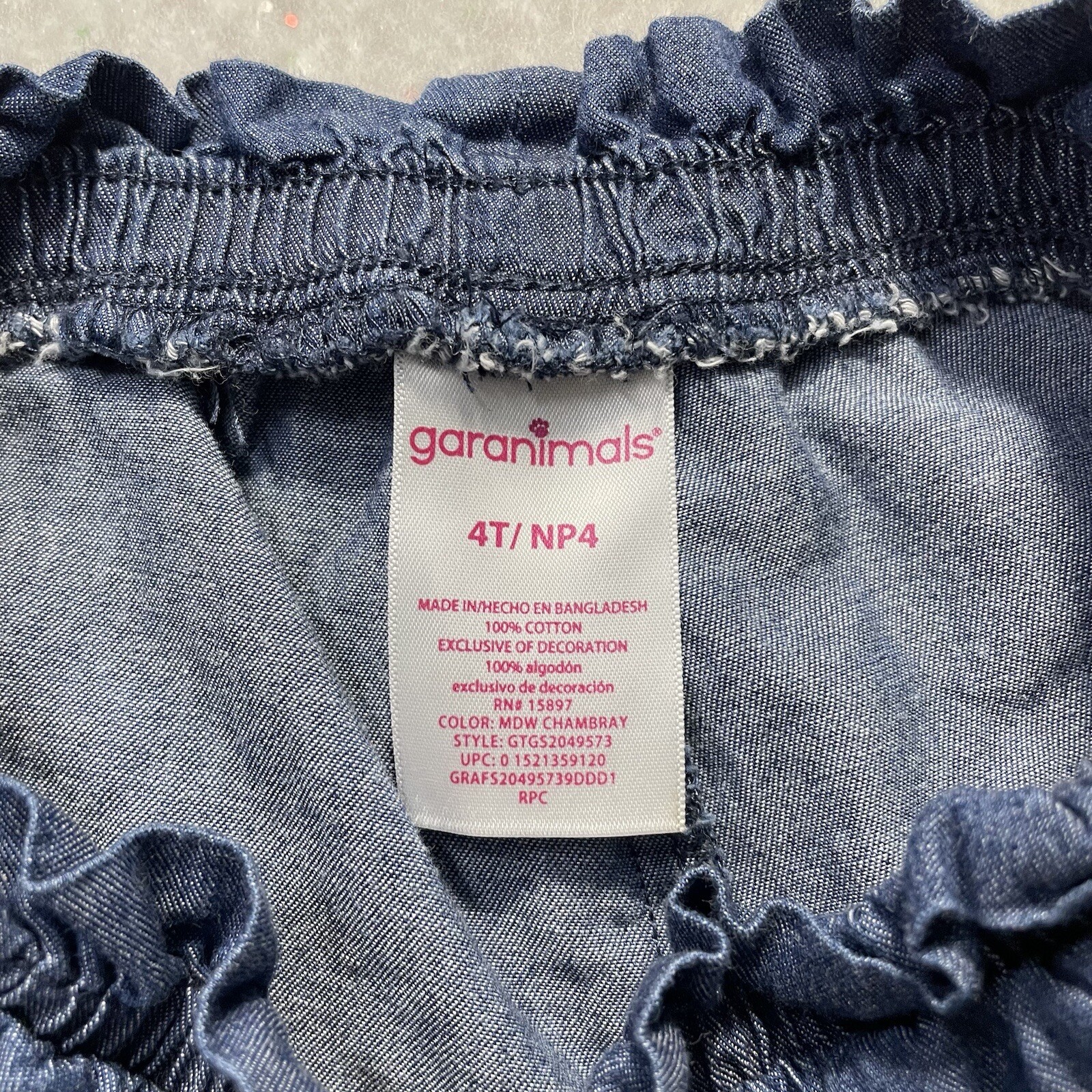 Garanimals Girl’s Drawstring No Cuff Jean Shorts Elastic Waist Sz 4T