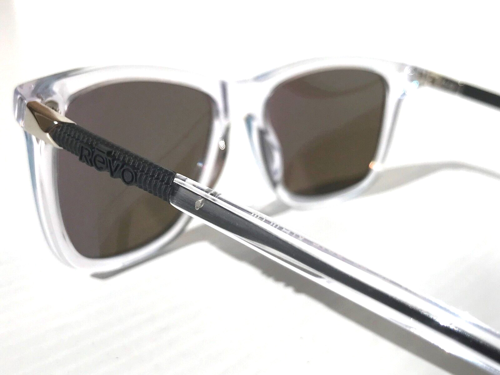 NEW REVO COVE Shiny Crystal Clear POLARIZED Blue Lens Sunglass 1164N 09 BL