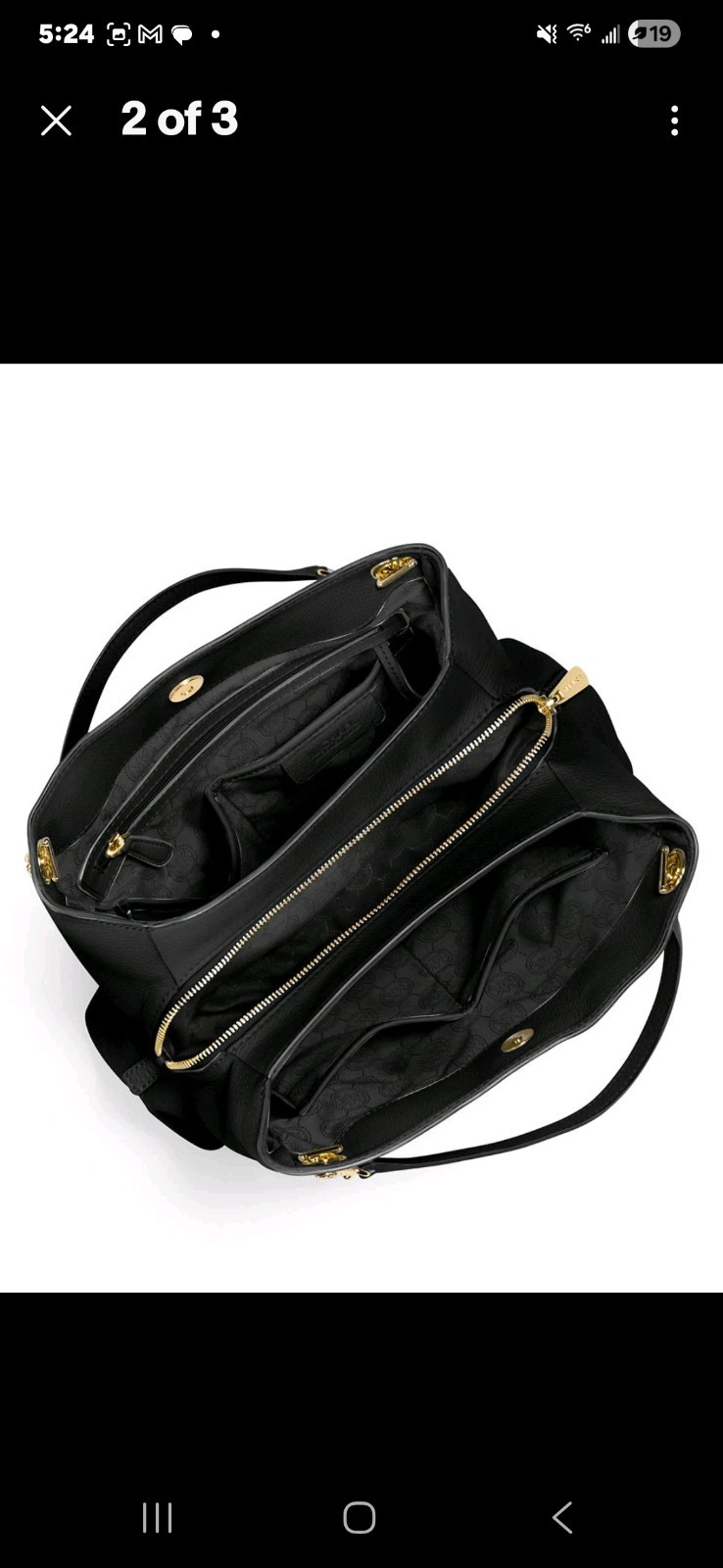 Michael Kors Black Pebbled Shoulder Bag, Gold Chain Strap, Zip/Magnetic, Charm