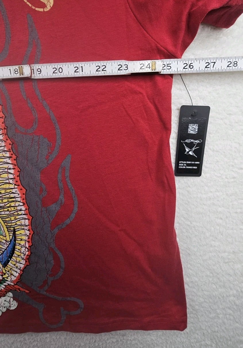 Ed Hardy Religion Jesus Mother Mary Mens XL Graphic Print Tattoo T-Shirt Red