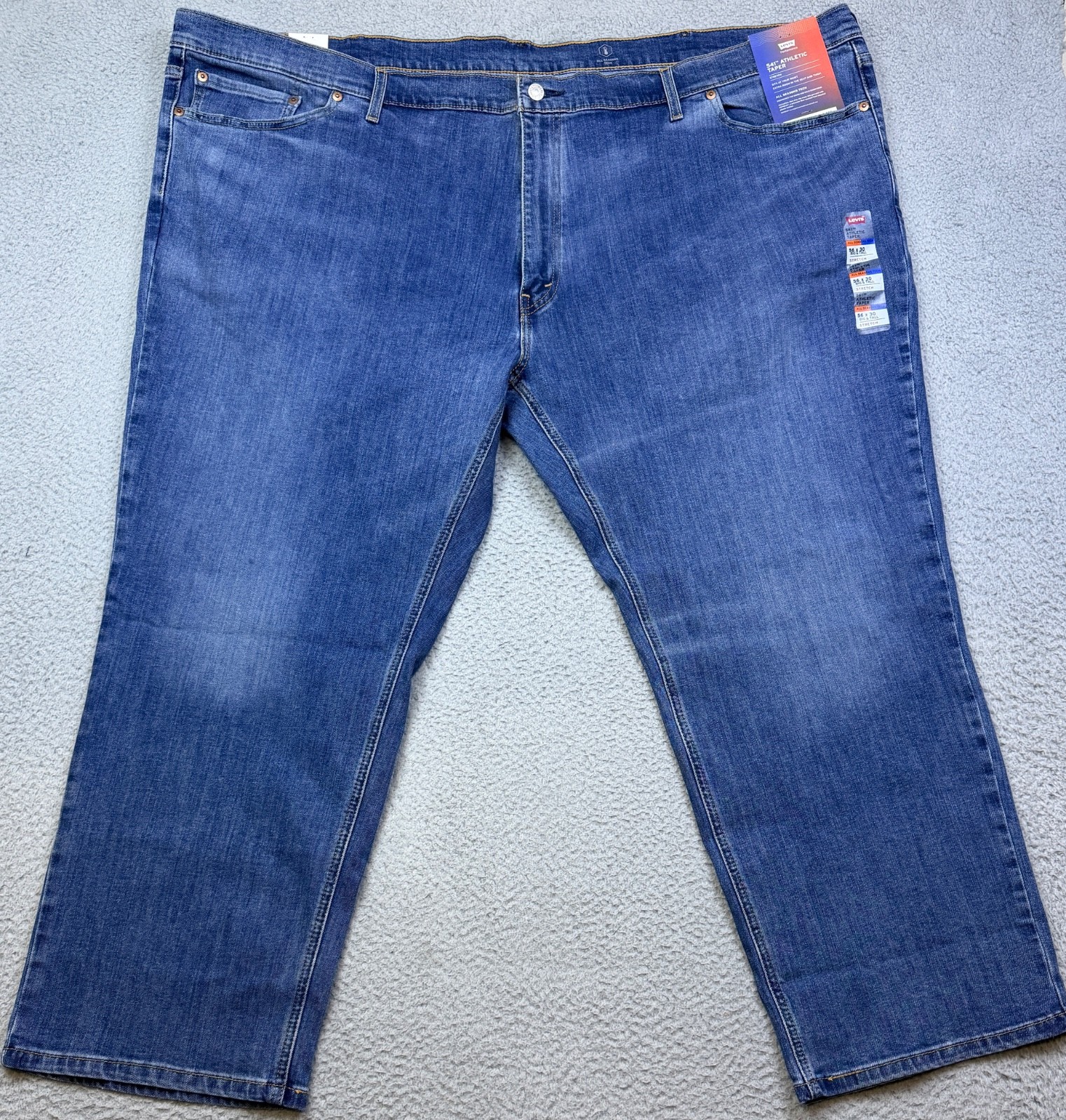 Levis 541 Jeans Men 56×30 B&T Blue Denim Stretch Athletic Fit Tapered Leg 28 NWT