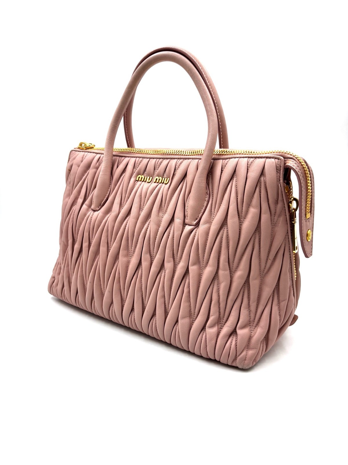 Miu Miu Pre-Owned Authentic Satchel Gold 31*15*22cm Free Tracked Shipping