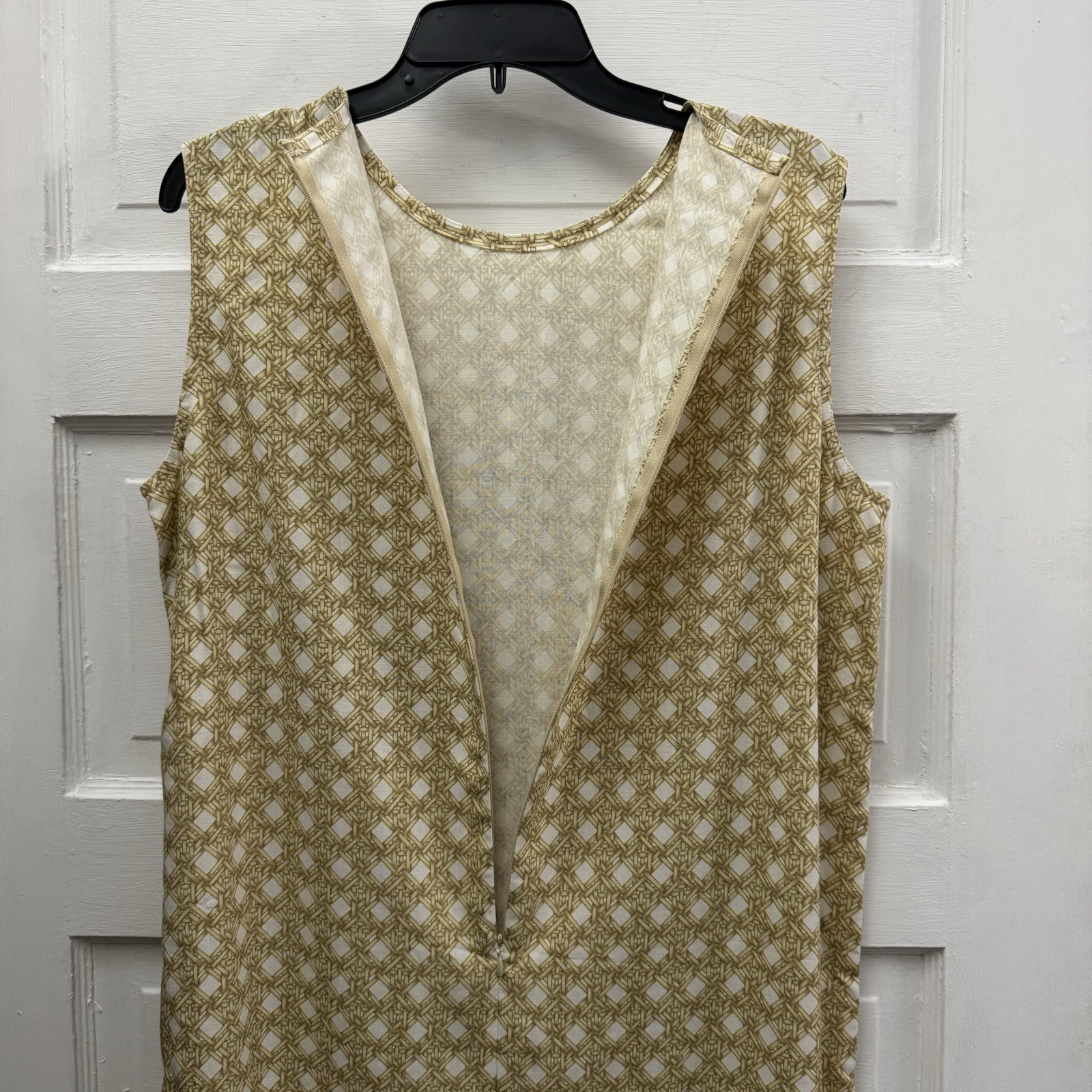 Doncaster Linen Blend Skirt Suit Set 2pc Tan Geometric Jacket Dress 12