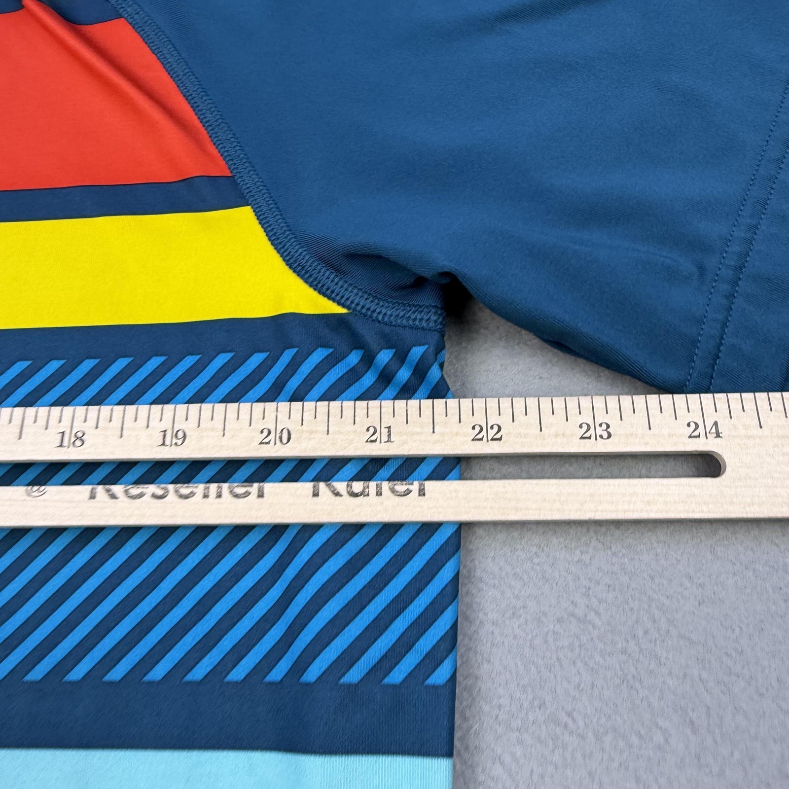 Puma Polo Shirt Mens Medium Blue Multicolor Stripe Golf USP DRY Stretch Top