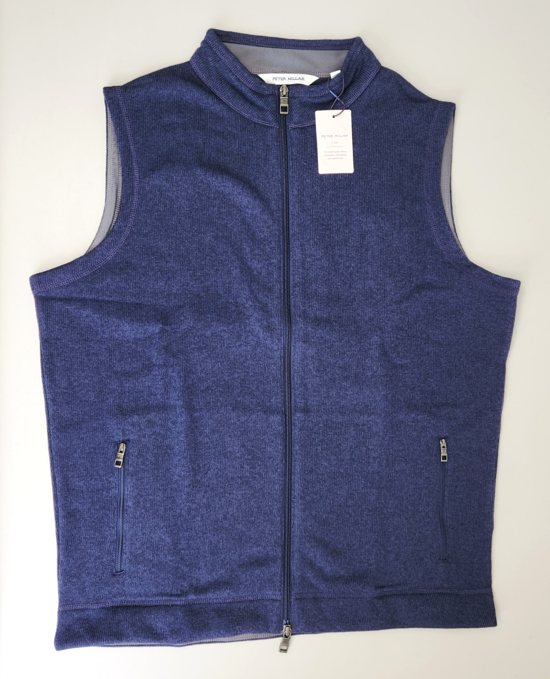 Peter Millar Crown Sweater Full-Zip Fleece Vest Navy Blue Men’s Size L Large NEW