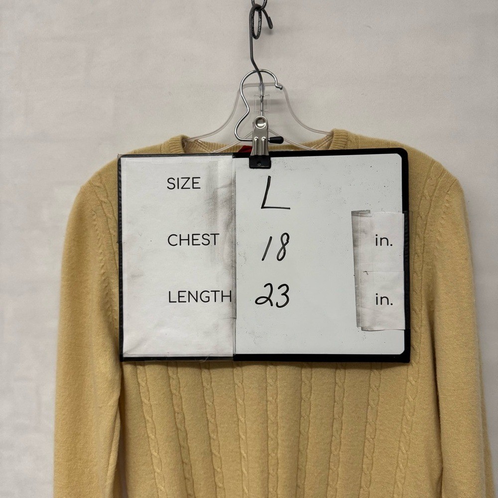 Saks Fifth Avenue 100% Cashmere Cable Knit Sweater Yellow Women’s Size L