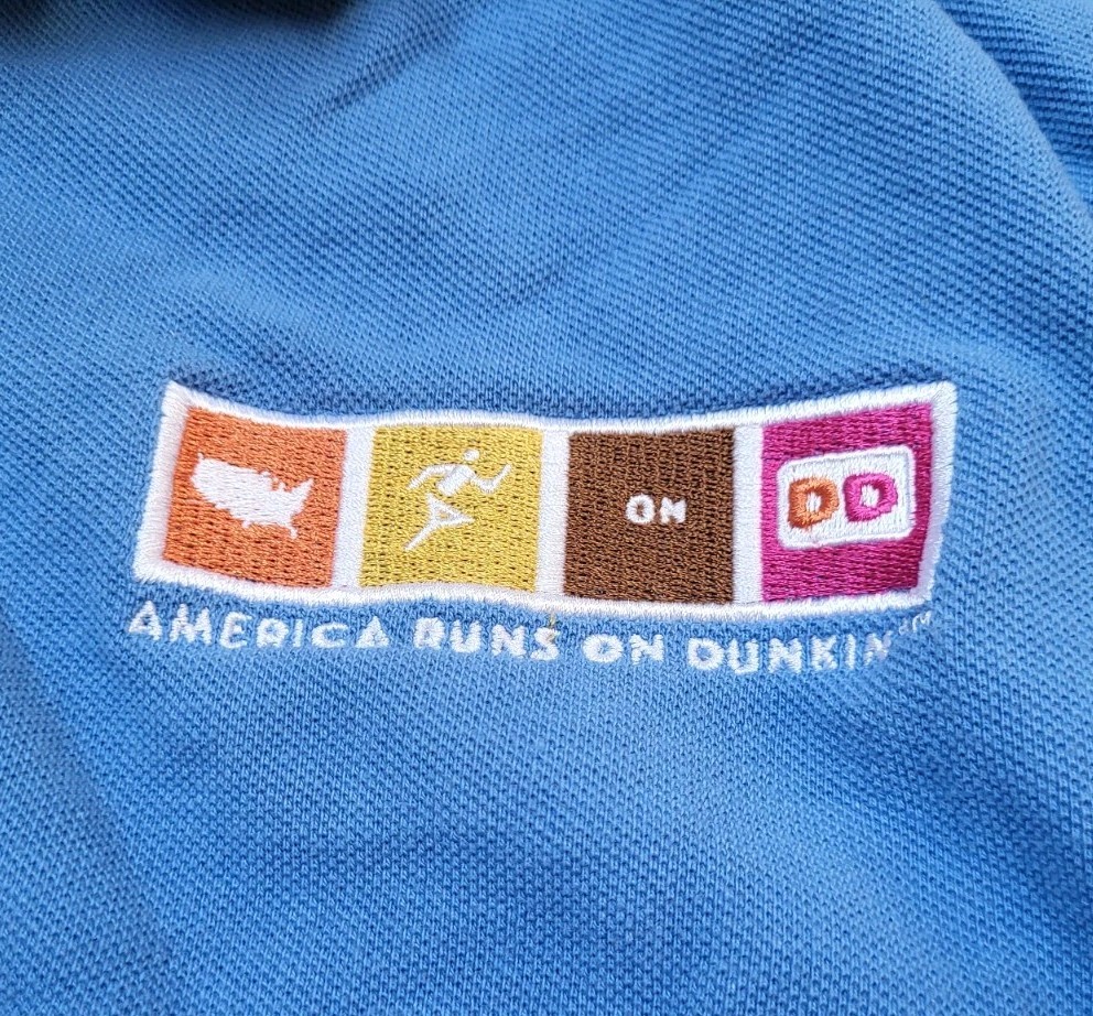 DUNKIN’ DONUTS Manager Blue Polo Shirt Short Sleeve LARGE 100% Cotton RUNS