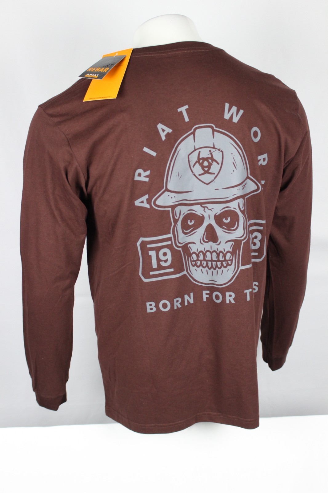 Ariat Men’s Rebar Cotton Strong Hardhead Pocket T Shirt Long Sleeve Bitter Choco