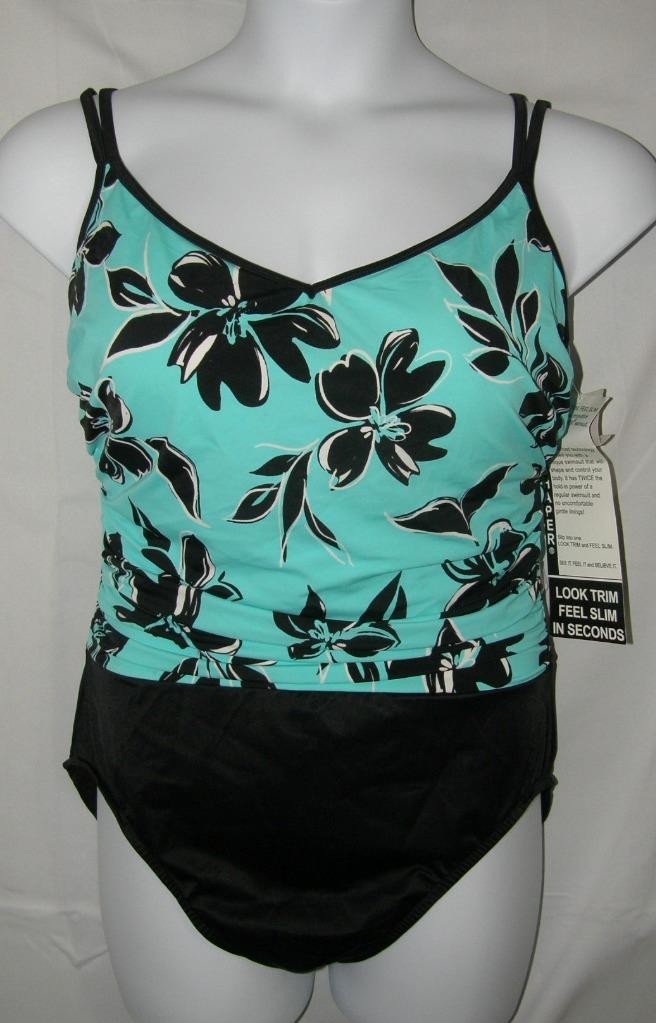 NWT NEW Floral Sz 16 Beach Pool Built In Bra Slimming 1 Pc Swimsuit TRIMSHAPER