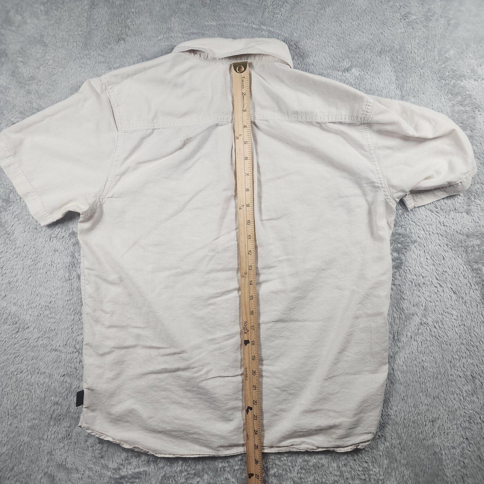 Patagonia Cayo Largo Shirt Mens Medium Beige Solid Short Sleeve Outdoor Hemp