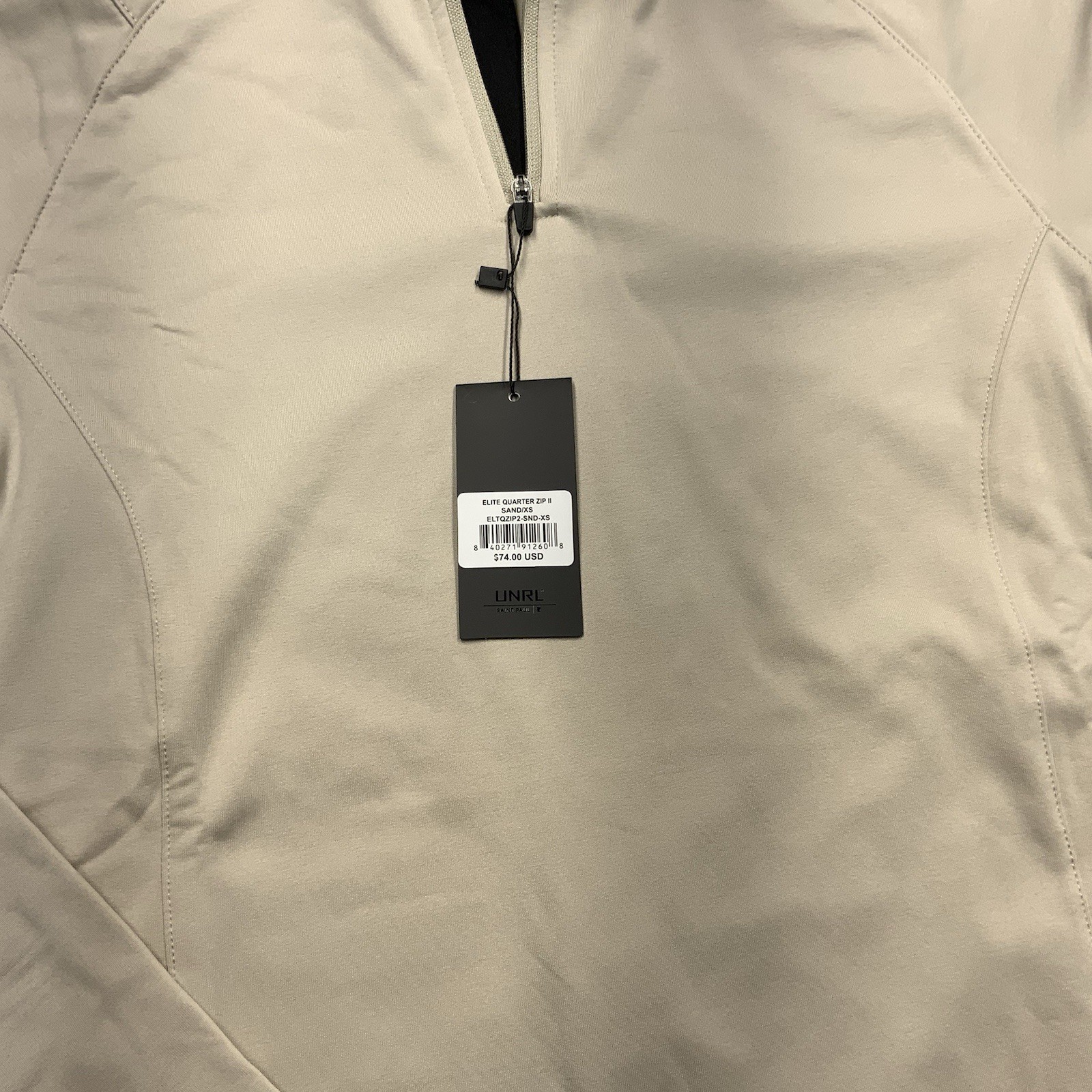 New UNRL Quarter Zip Pullover Men Athletic Performance Golf Lightweight XS Tan