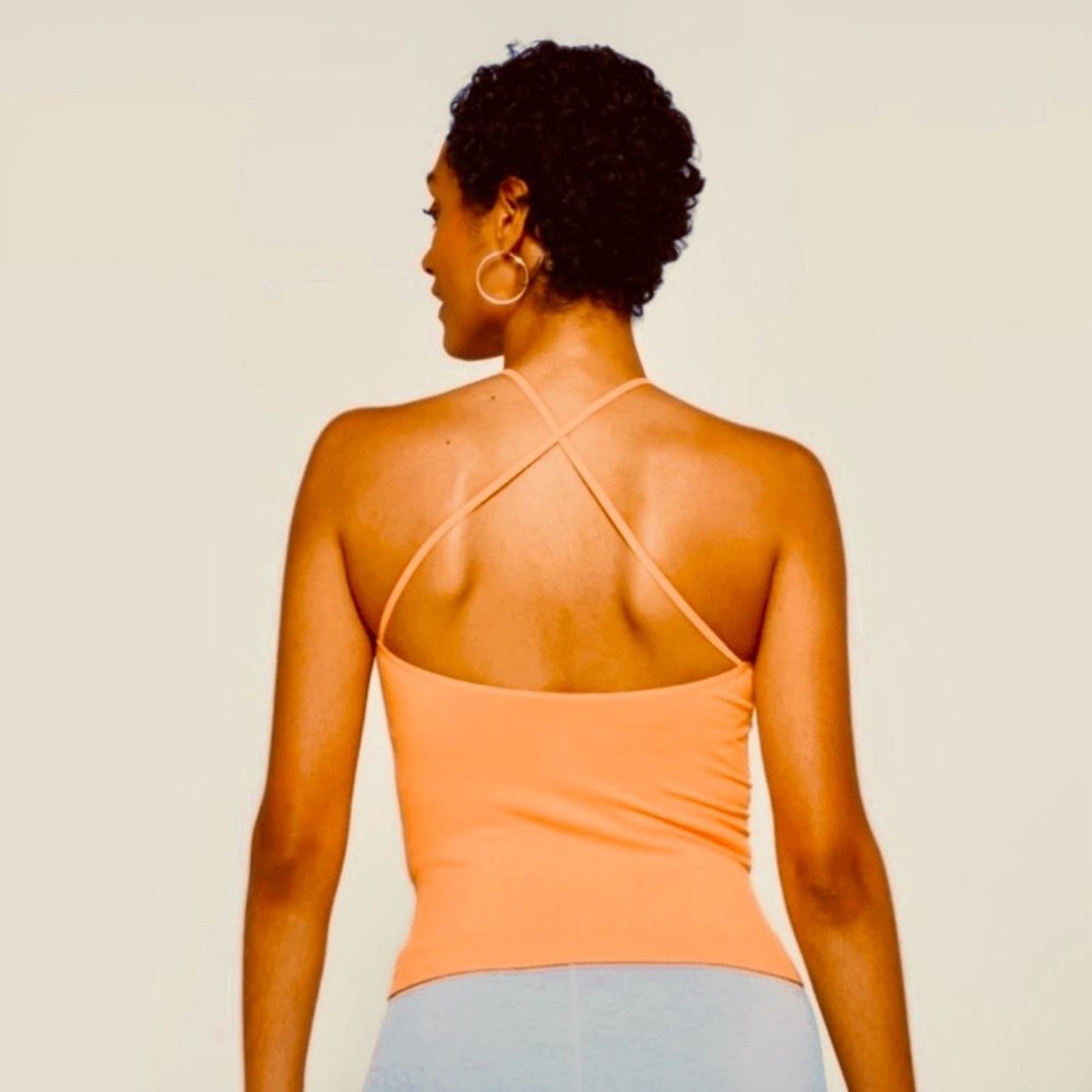 Free People Intimately Mmkay Ribbed High Neck Tank Cross Back Orange Size M/L