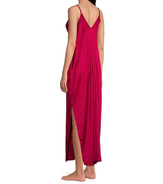 NWT Van Winkle PINK DAISIES FLORAL SILKY Maxi Chemise/Lounge Gown S POCKETS