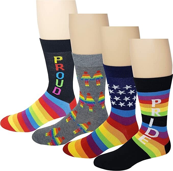 Different Touch 4 Pairs Men or Women LGBT Gay Pride Novelty Dress Socks