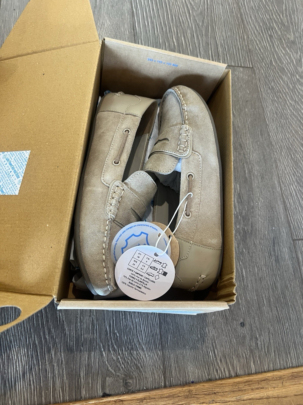 Mayoral Children’s Boys Beige Suede Leather Moccasins Loafer Shoes 38 US 5.5 NIB