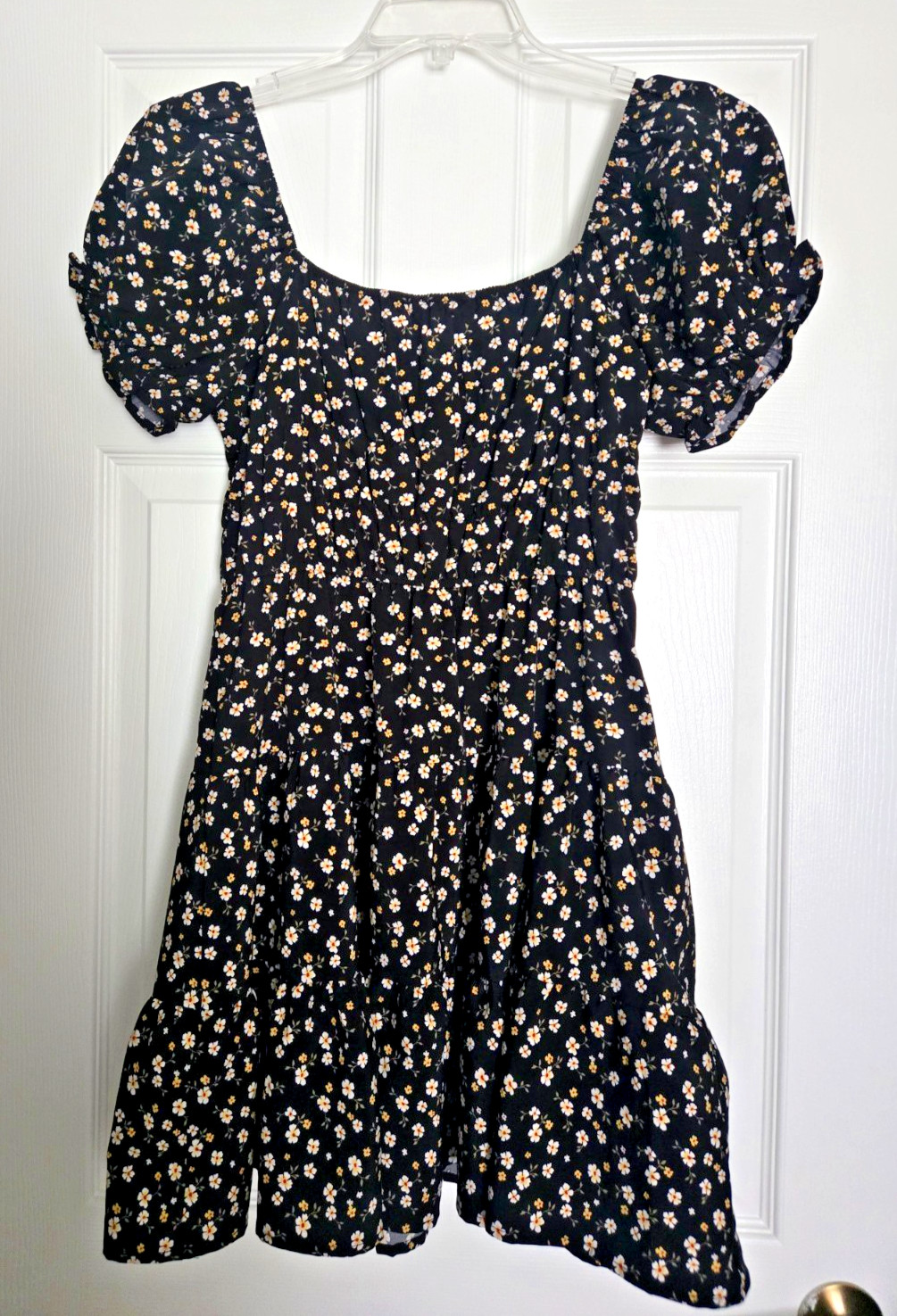 Hesperus Womens Floral Mini Dress Puff Sleeve Tie Front Cottage Core Size M