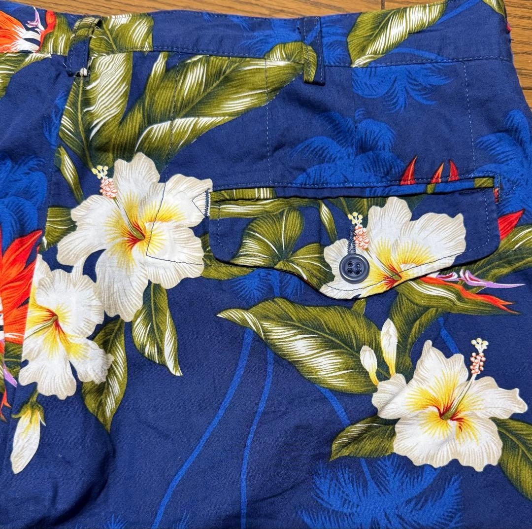 Engineered Garments Floral Shorts USA Made Size 36 Hibiscus Botanical Blue F/S