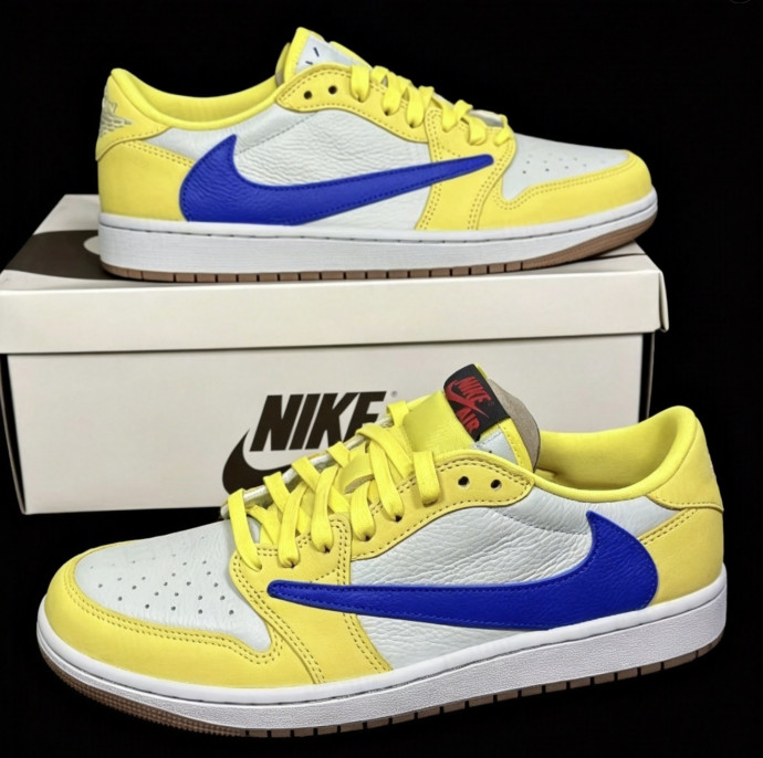Men’s Travis Scott x Jordan 1 Low OG “Canary Yellow” Sneakers US Size 7-13