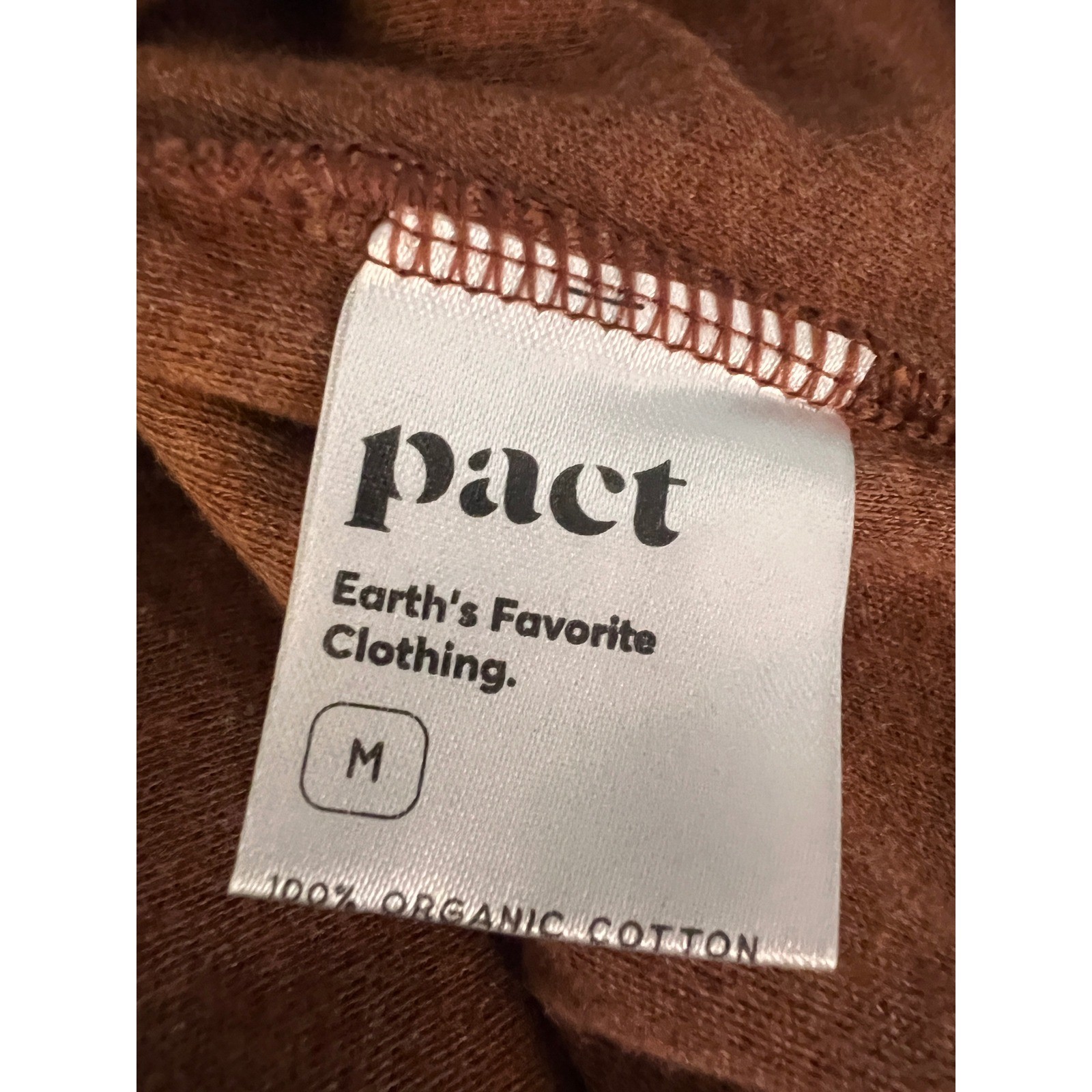 Pact Organic Cotton Long Sleeve High Low Top Cedar Brown Heather Womens Medium