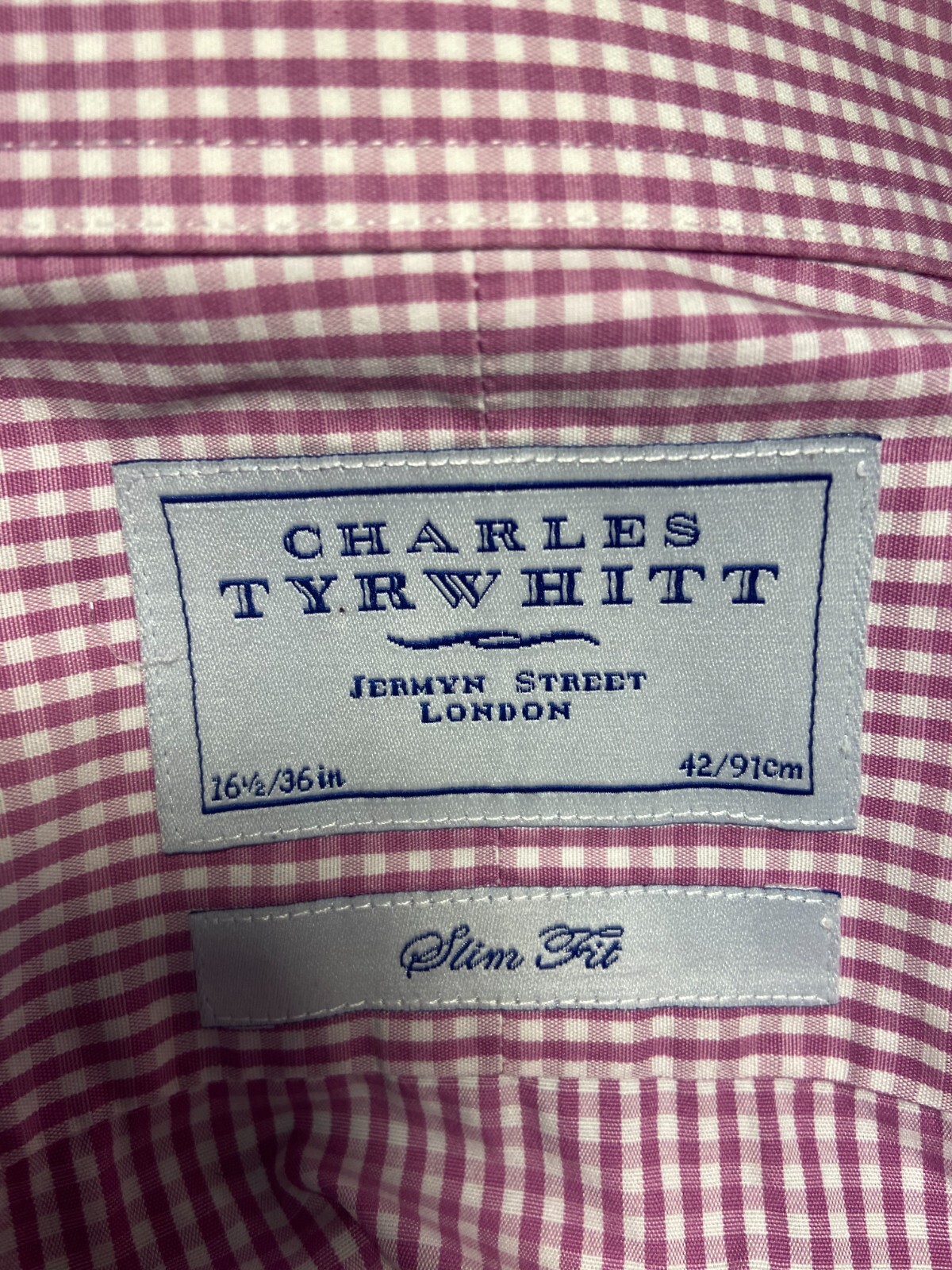 Charles Tyrwhitt Lavender Check Men’s Dress Shirt — 16 1/2 36 Inches SLIM FIT