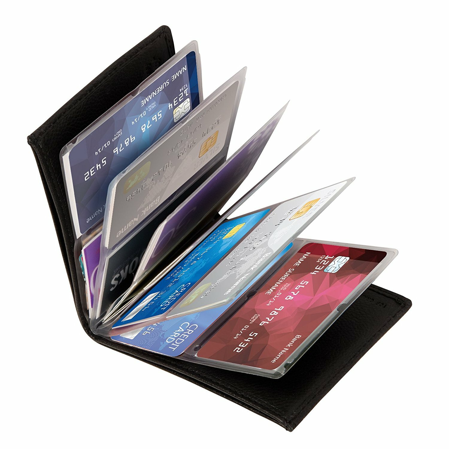 Wonder Wallet Amazing Slim RFID Wallet As Seen on TV Black Leather Wonder Wallet