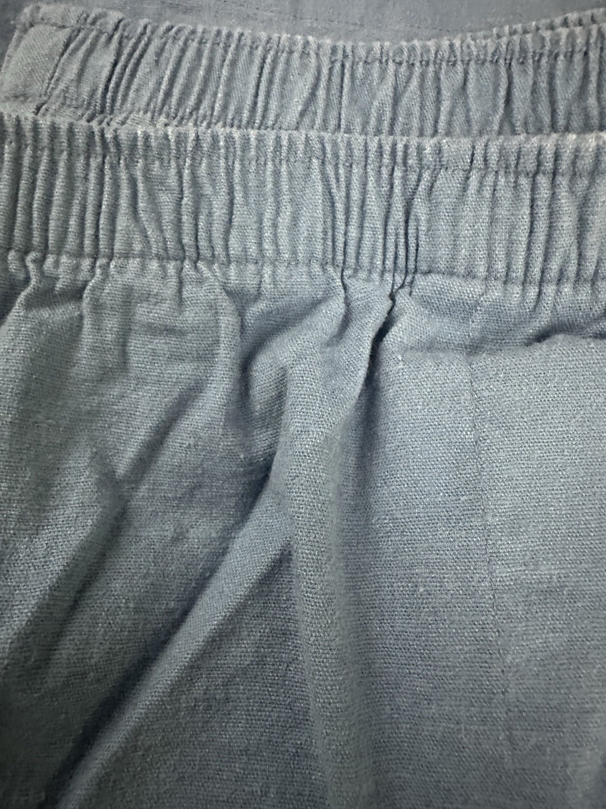 Denim Co Linen Pull On Cropped Pants Floral Embroidery Blue Plus Size 3X