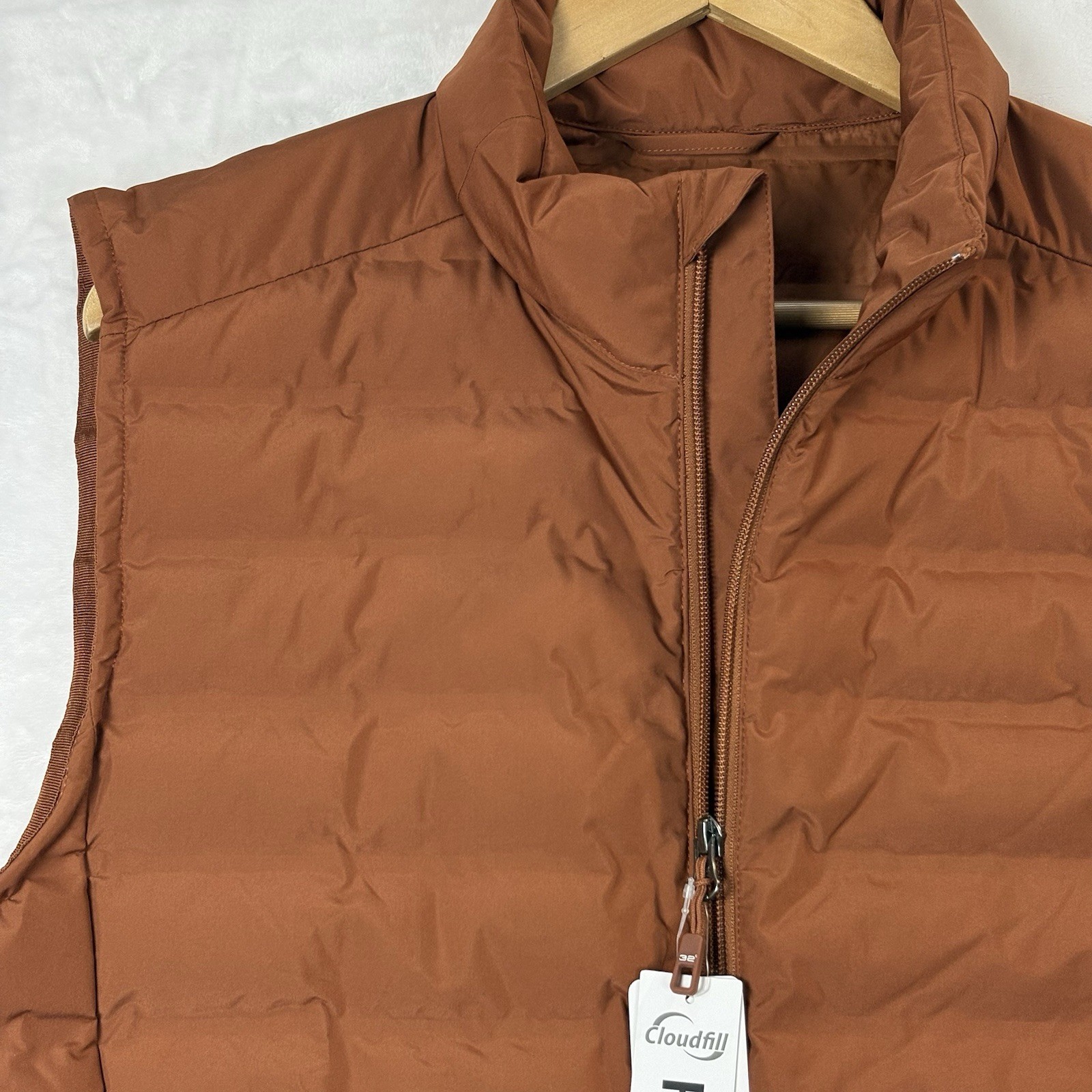 NEW! 32 Degrees Mens Packable Puffer Vest Sz M Burnt Orange Outdoors Hike Camp