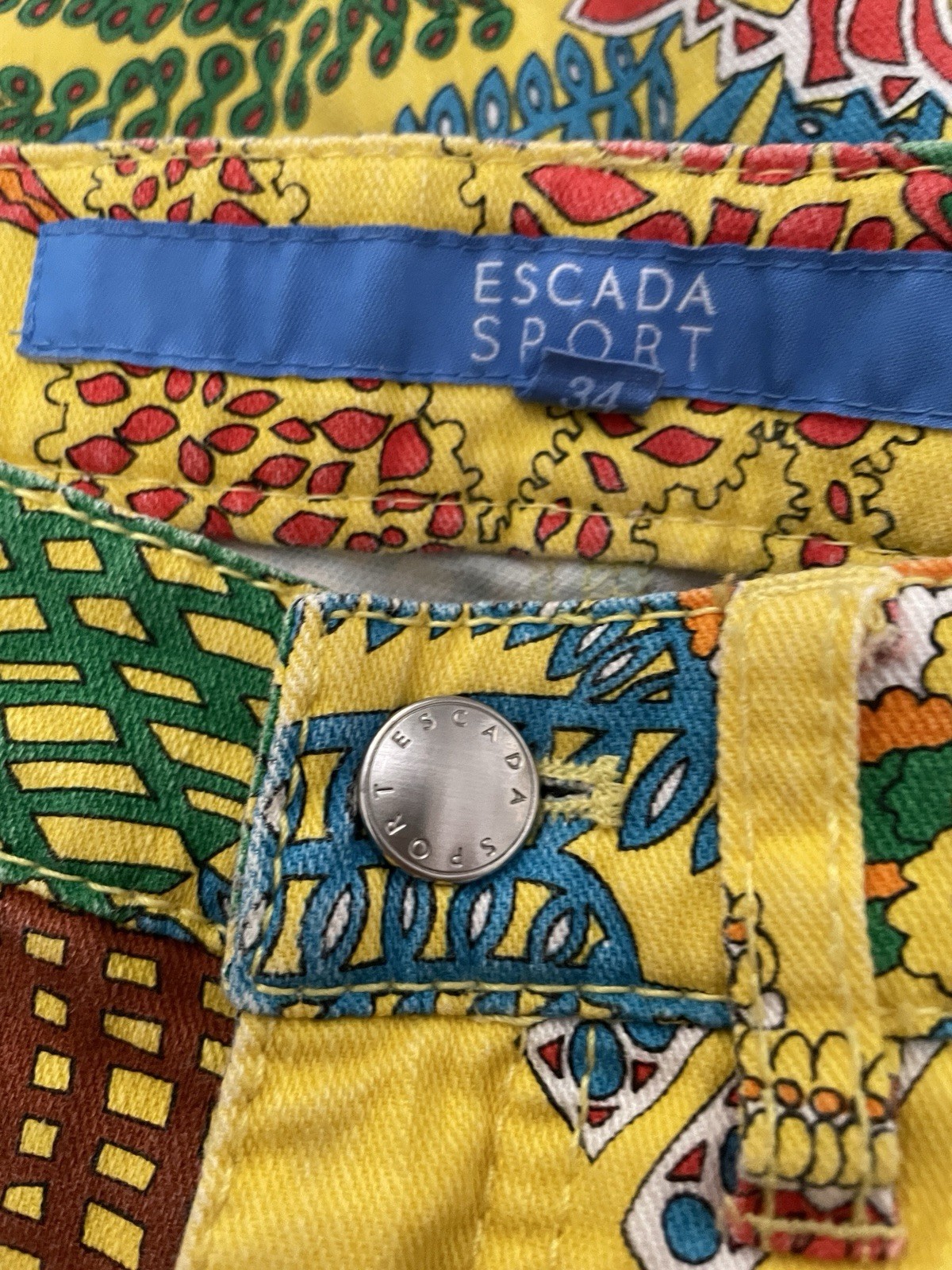 ESCADA Sport TROPICAL Floral JEANS Size Small CRUISE Resort PANTS Euro Size 34