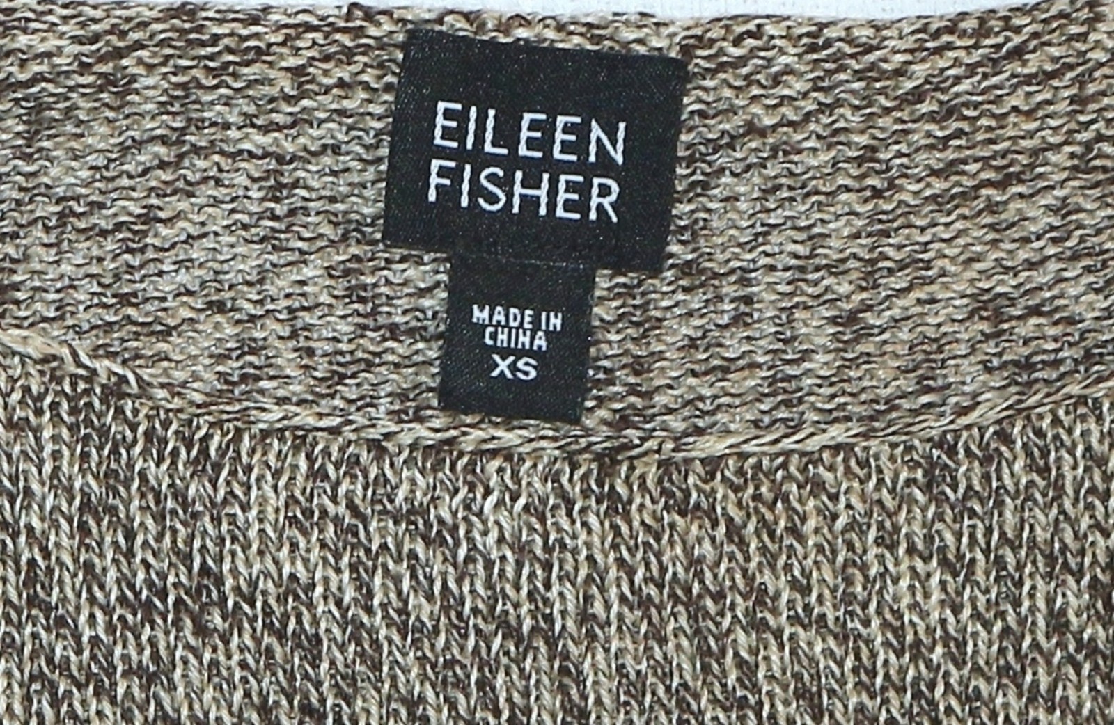 Vintage EILEEN FISHER Tweedy Brown Linen Swtr 33 In Chst 21 In Lng Sz XS EXC