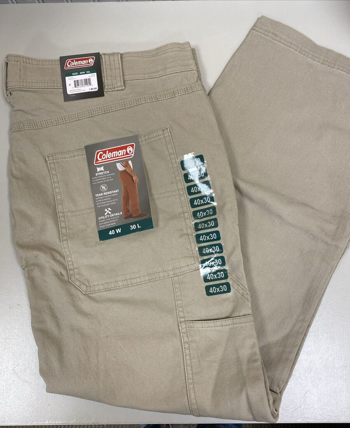 Coleman Men’s Utility Work Pant Size Assorted Sizes 2 Colors NWT