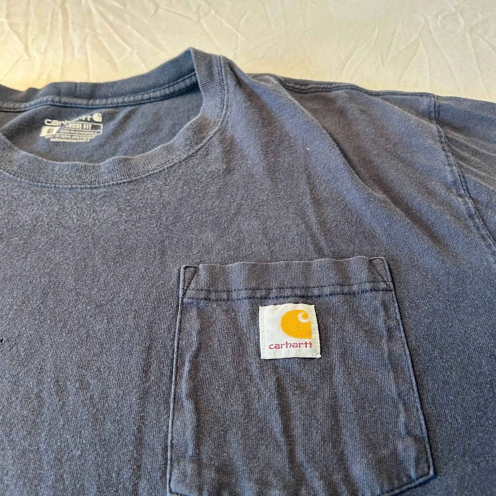 Carhartt Pocket T-Shirt XL Navy Blue Loose Fit Workwear Essential