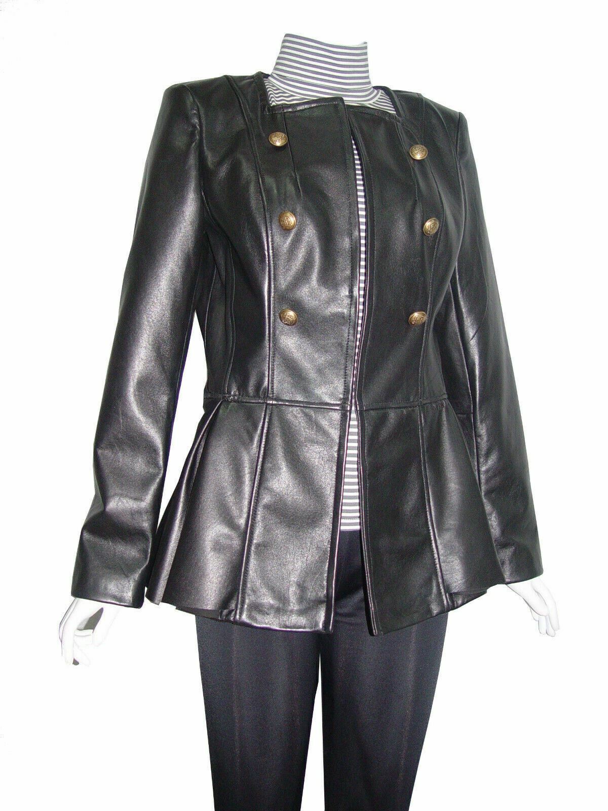 Ladies Soft Lamb Leather Best Cool Collarless Blazer 4098