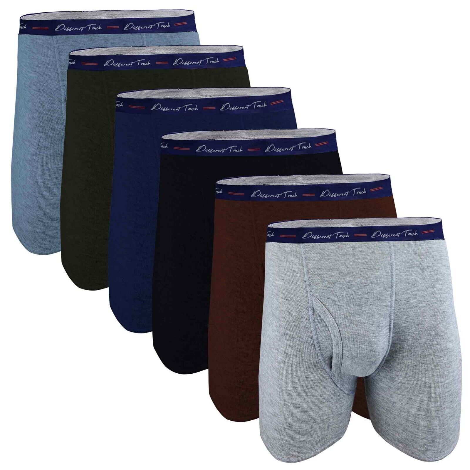 6 Different Touch Men’s Big & Tall Long Leg Boxer Briefs COLORED Underwear 3X-6X