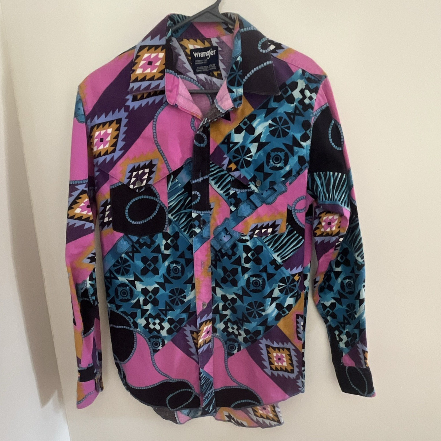 Wrangler Cowboy Cut Regular Fit Cotton Geometric Multicolor Shirt 15 1/2-34