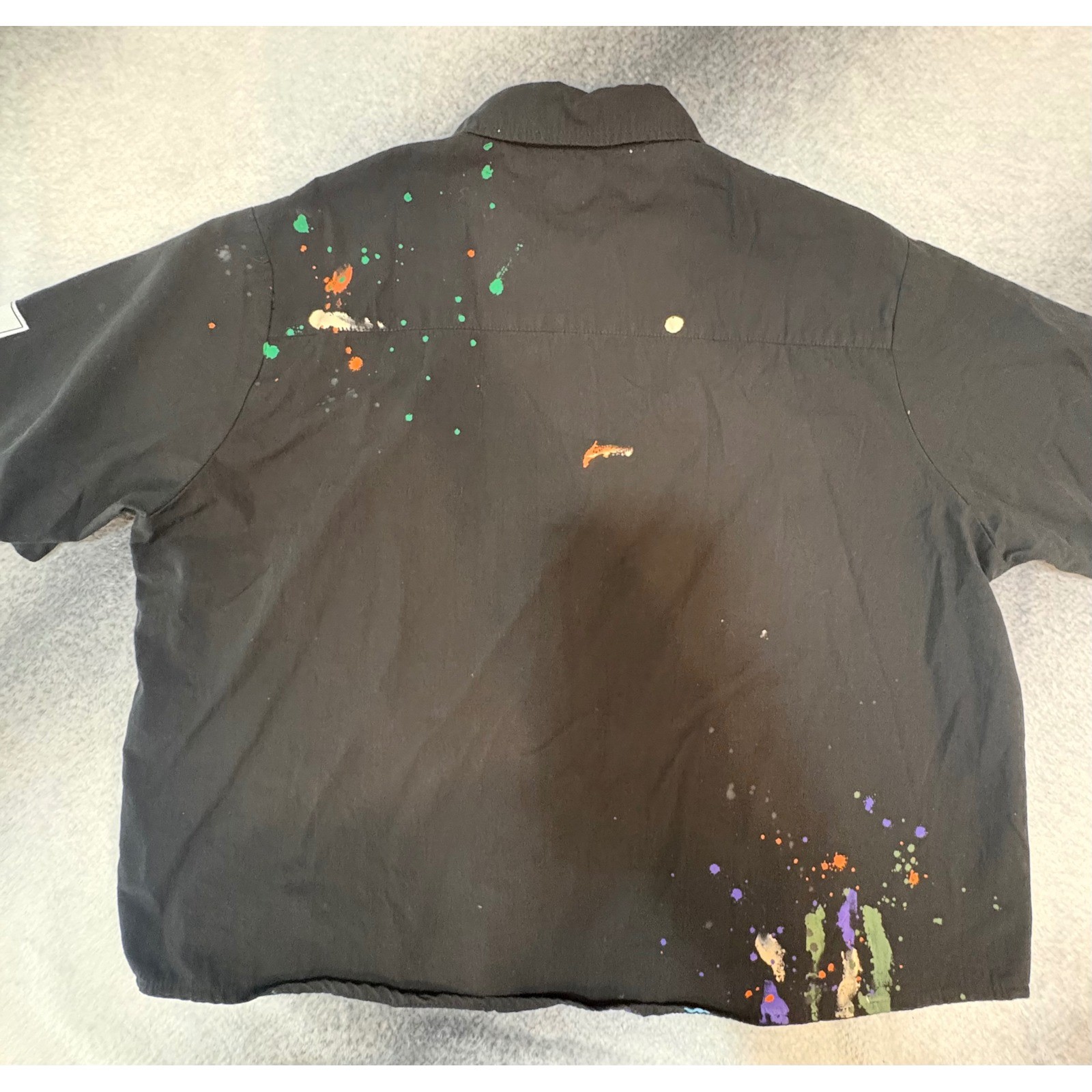 (B2) MNML Studio Des Arts Visuels Paint Splatter Cropped Shirt Black S M L Mens