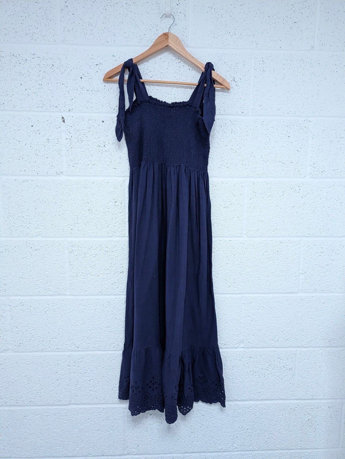 Accessorize 100% Cotton Midi Dress Purple/Navy Stretch Summer Holiday M UK 12-14