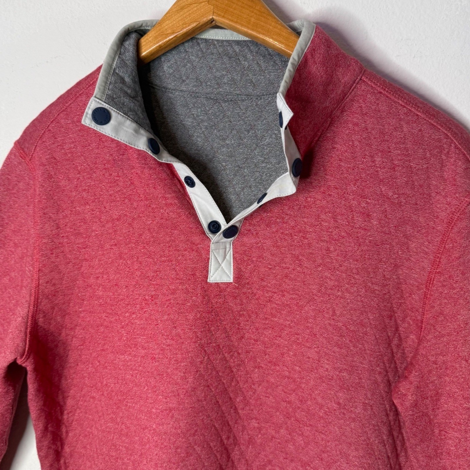 Southern Tide Reversible Quilted Pullover Mens S Red Gray Nautical Layering