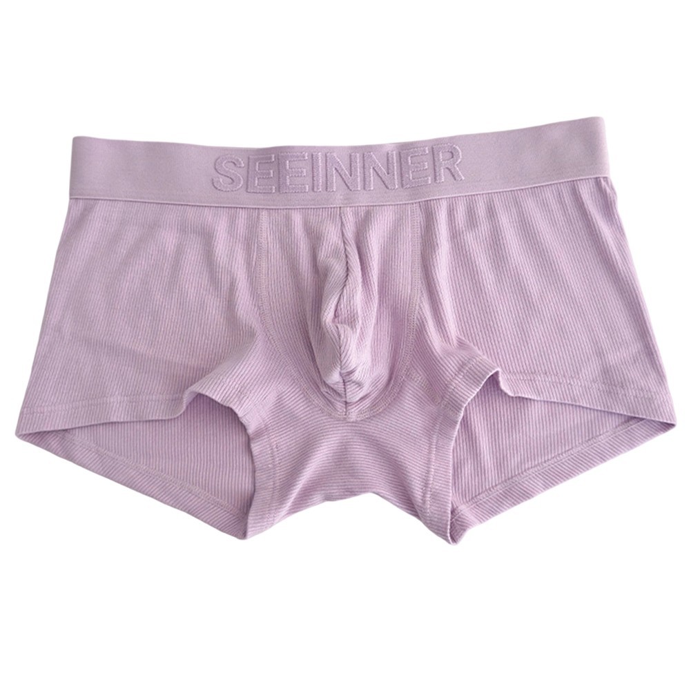 Daily Wear Men Boxer Briefs U Pouch Underwear Ribbed Design Breathable Fabric
