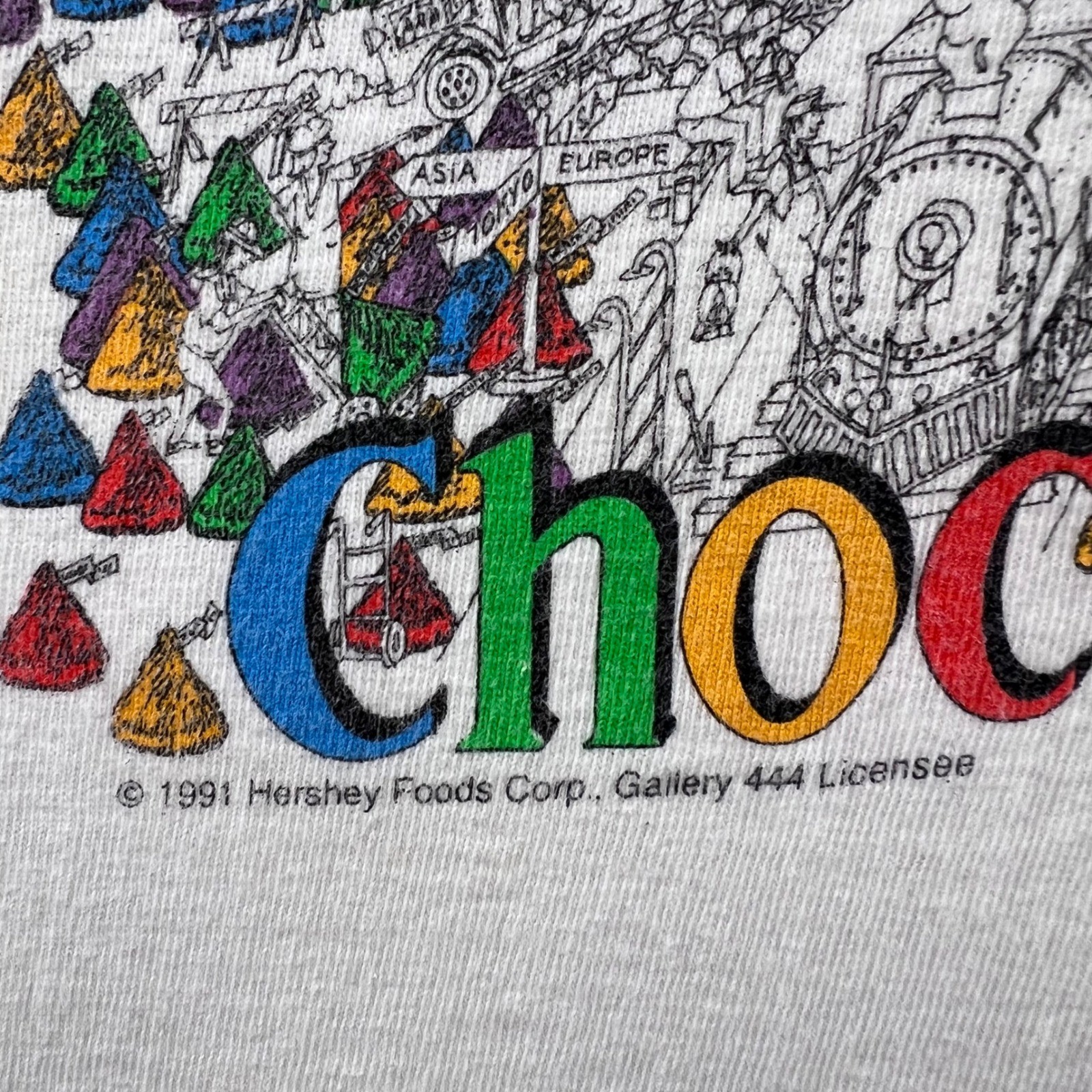 Vintage 1991 Hersheys Chocolate Factory Graphic Print T-Shirt XL
