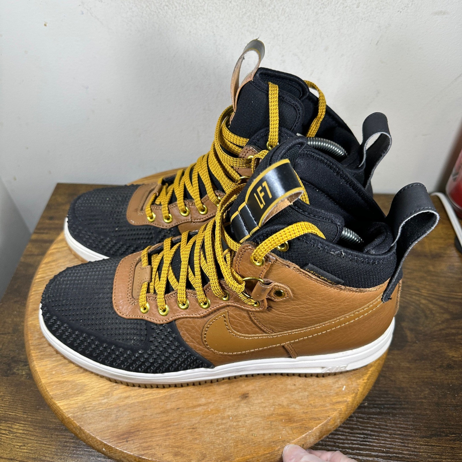 Nike Lunar Force 1 Duckboot Ale Brown Black Gold 805899-202 Mens 11 High Top