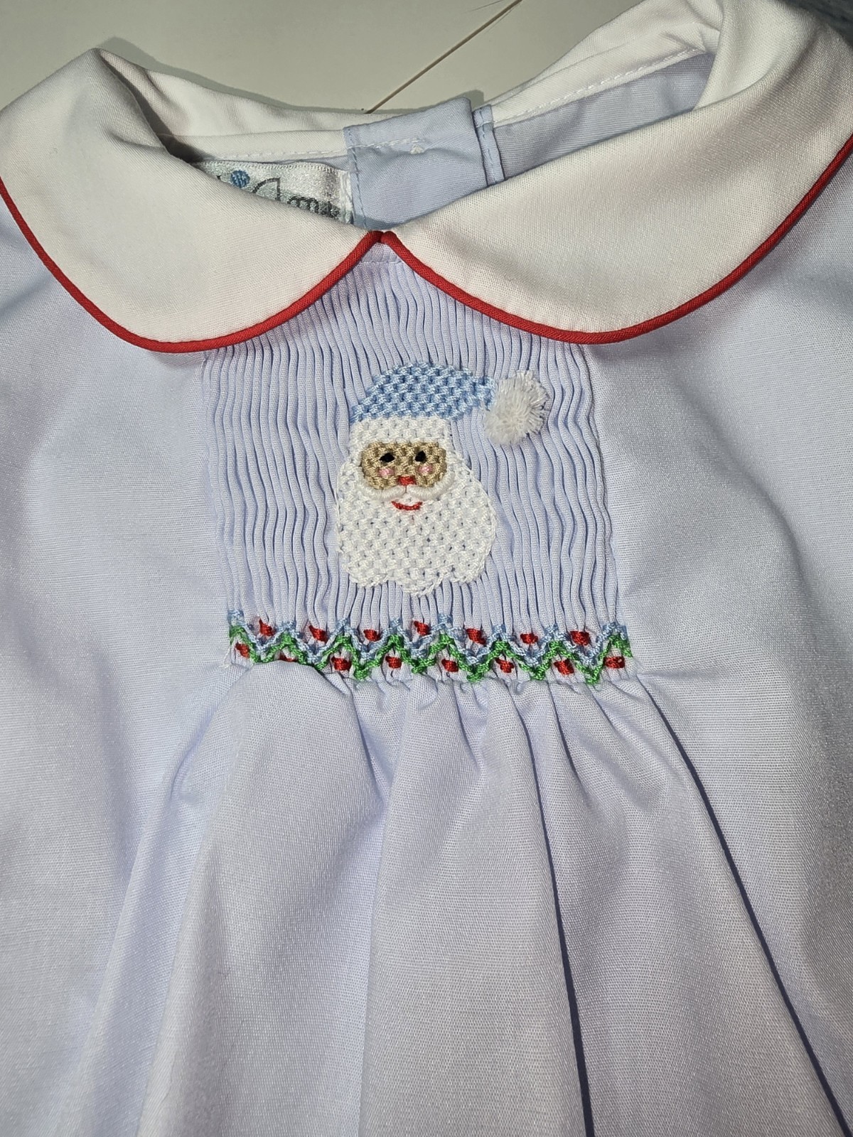 NWT Petit Ami Smocked Lt Blue Dress 3 Month Santa. Precious!